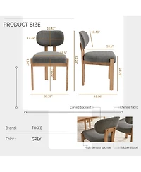 Flynama Wooden Dining Chairs Set of 2, Fabric Upholstered Farmhouse Chairs with Thick Cushion and Chenille Seat