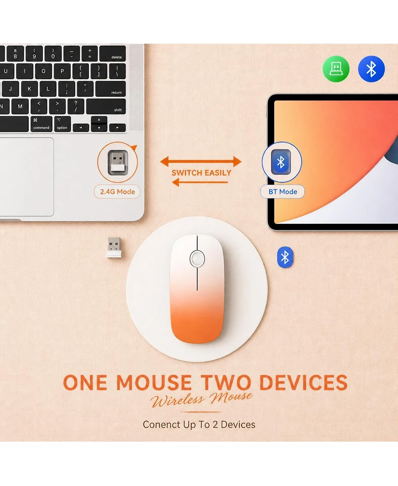 Lofree Wireless Quiet-Click Dual Connectivity Mouse for Desktop, Laptop, Tablet and MacBook
