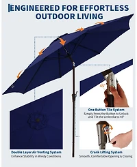 homfan 9Feet Outdoor Patio Umbrella - Push Button Tilt and Crank, 8 Rib Uv Waterproof Canopy for Garden, Pool