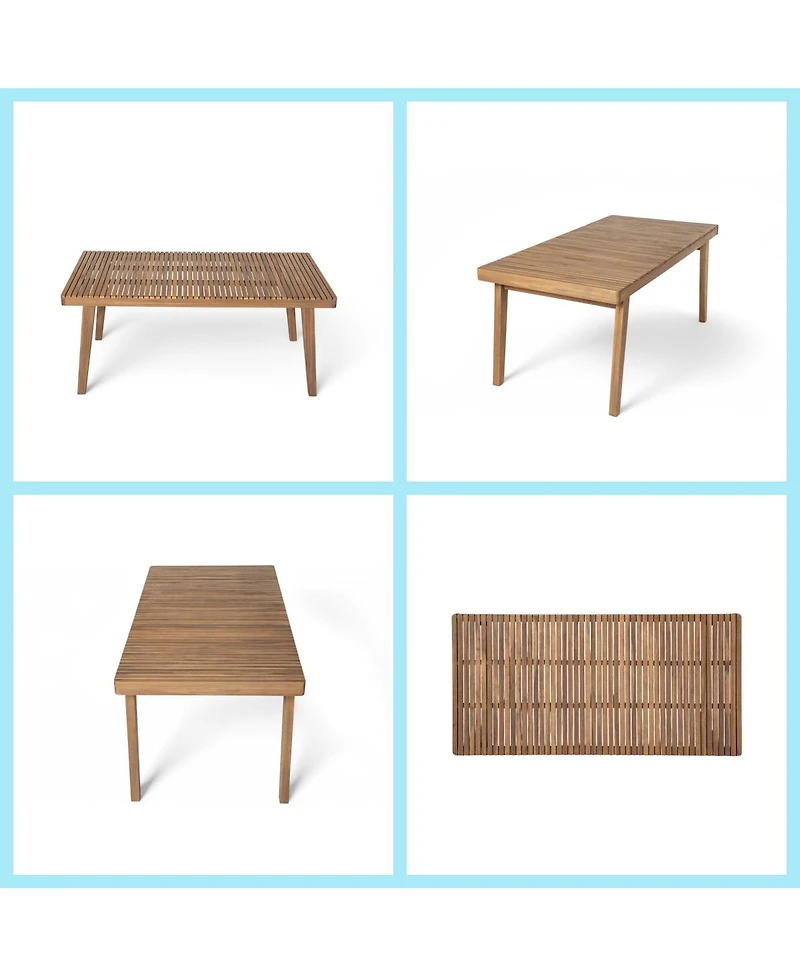 Asagikoiai 7-Piece Acacia Wood Patio Dining Set with Slatted Table and 6 Rope Woven Chairs