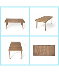 Asagikoiai 7-Piece Acacia Wood Patio Dining Set with Slatted Table and 6 Rope Woven Chairs