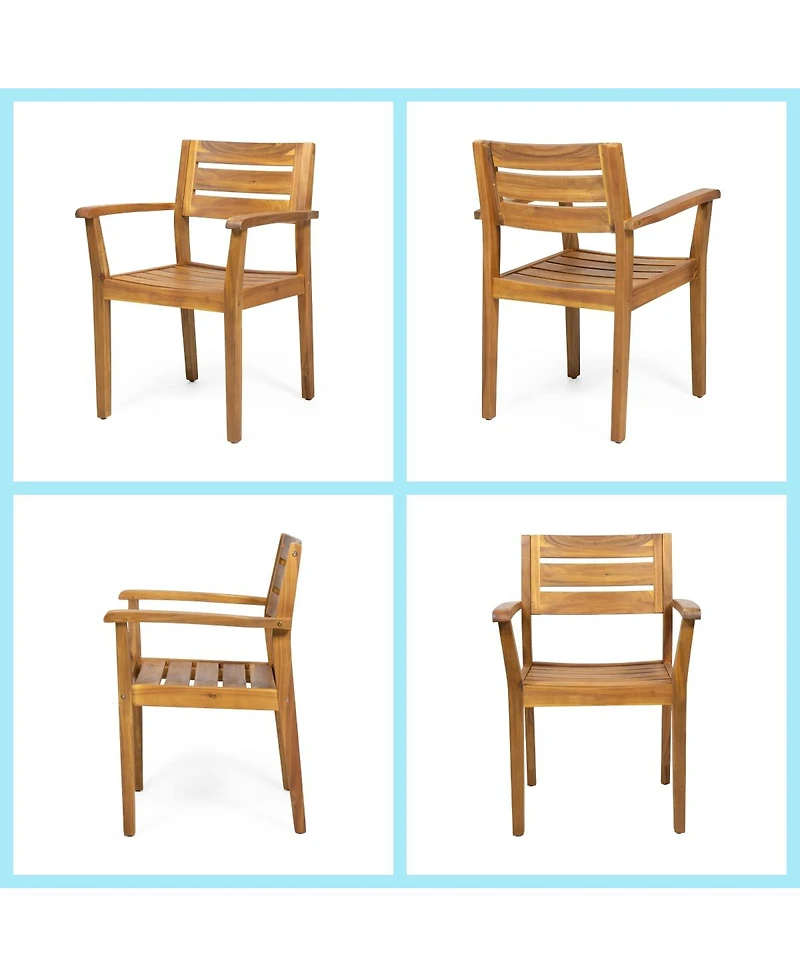 Asagikoiai 7-Piece Extendable Outdoor Dining Set, Acacia Wood Patio Table and 6 Chairs