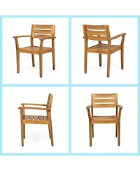 Asagikoiai 7-Piece Extendable Outdoor Dining Set, Acacia Wood Patio Table and 6 Chairs