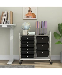 Mecale 9-Drawer Rolling Storage Cart with Wide Top Shelf