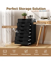 Mecale 7-Drawer Wooden Storage Chest with Lockable Wheels