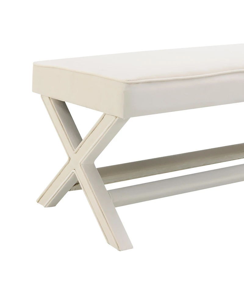 Flynama Velvet Double Bench with X-Crossed Legs, Modern