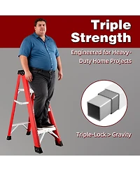 Streamdale Furniture Fiberglass Single-Sided Insulated Stepladder, 330 lb Capacity