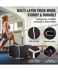 Vevor // Inch 3 in 1 Plyometric Jump Box Fitness Exercise Plyo Box Wooden