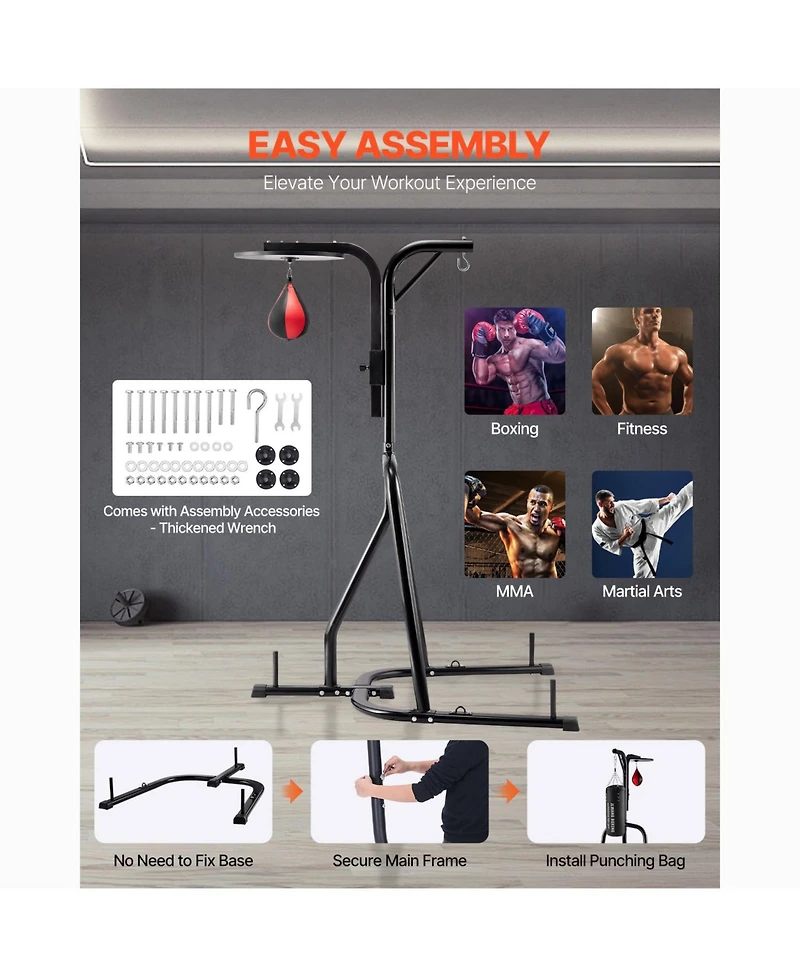 Vevor 2 in 1 Heavy Duty Punching Bag Frame Boxing Punching Fitness Stand Steel