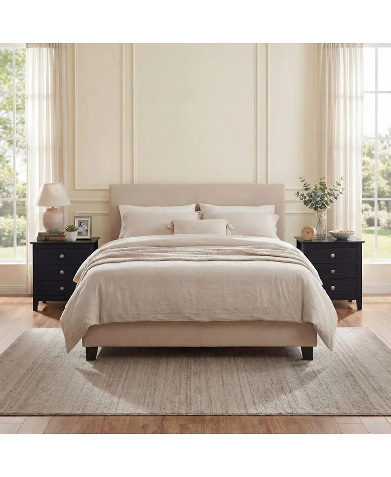Sugift Modern Farmhouse 3-Drawer Nightstand Set of 2 with Wood Grain Accents