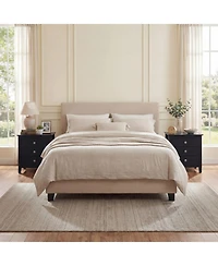 Sugift Modern Farmhouse 3-Drawer Nightstand Set of 2 with Wood Grain Accents
