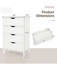 Sugift Minimalist 4-Drawer Dresser for Bedroom with Cut-Out Handles and Anti-Tipping Kits