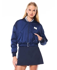 Sergio Tacchini Women's Piano Cropped Satin Bomber Jacket