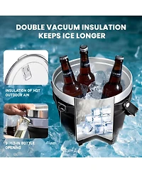 Piscifun Double Wall Vacuum Stainless Steel Insulated Ice Bucket With Bottle Opener