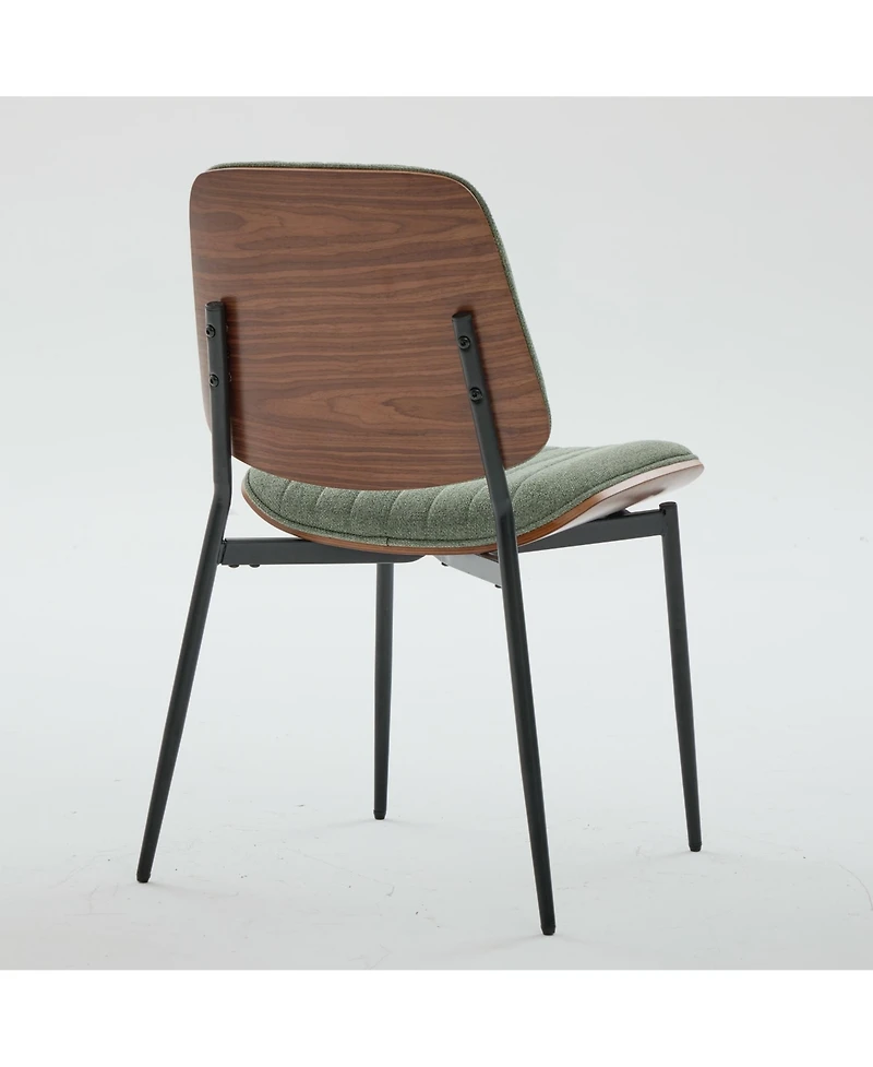 Flynama Mid-Century Modern Linen Dining Chairs Set of 2, Upholstered Chair with Walnut Bentwood Back