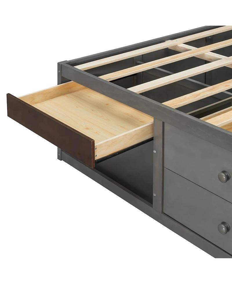 Clihome King Bed Frame with Storage Drawers, No Headboard Platform Bed, Pet-Friendly Design, Box Spring Needed, Modern Minimalist Style