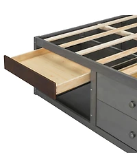 Clihome King Bed Frame with Storage Drawers, No Headboard Platform Bed, Pet-Friendly Design, Box Spring Needed, Modern Minimalist Style