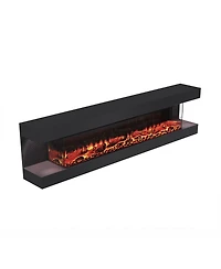 Mondawe 72" 3-Sided Electric Fireplace Insert with 12 Flame Colors, 750W/1500W Heater, Remote Control and Led Side Lighting