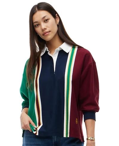 Tommy Hilfiger Women's American Icons Rugby Long-Sleeve Striped Polo Sweater