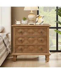 Streamdale Furniture Farmhouse Nightstand with Charging Station and 3 Drawers