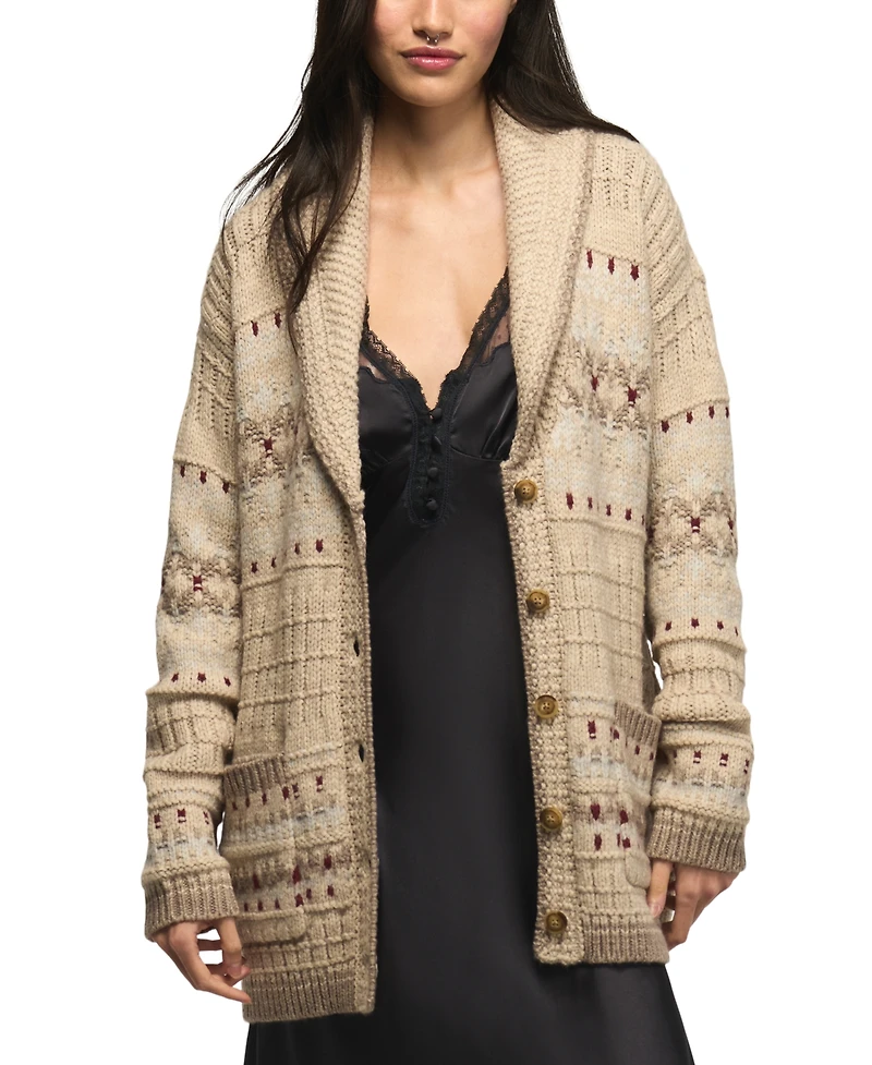 Lucky Brand Women's Shawl-Collar Fair Isle Cardigan