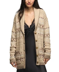 Lucky Brand Women's Shawl-Collar Fair Isle Cardigan