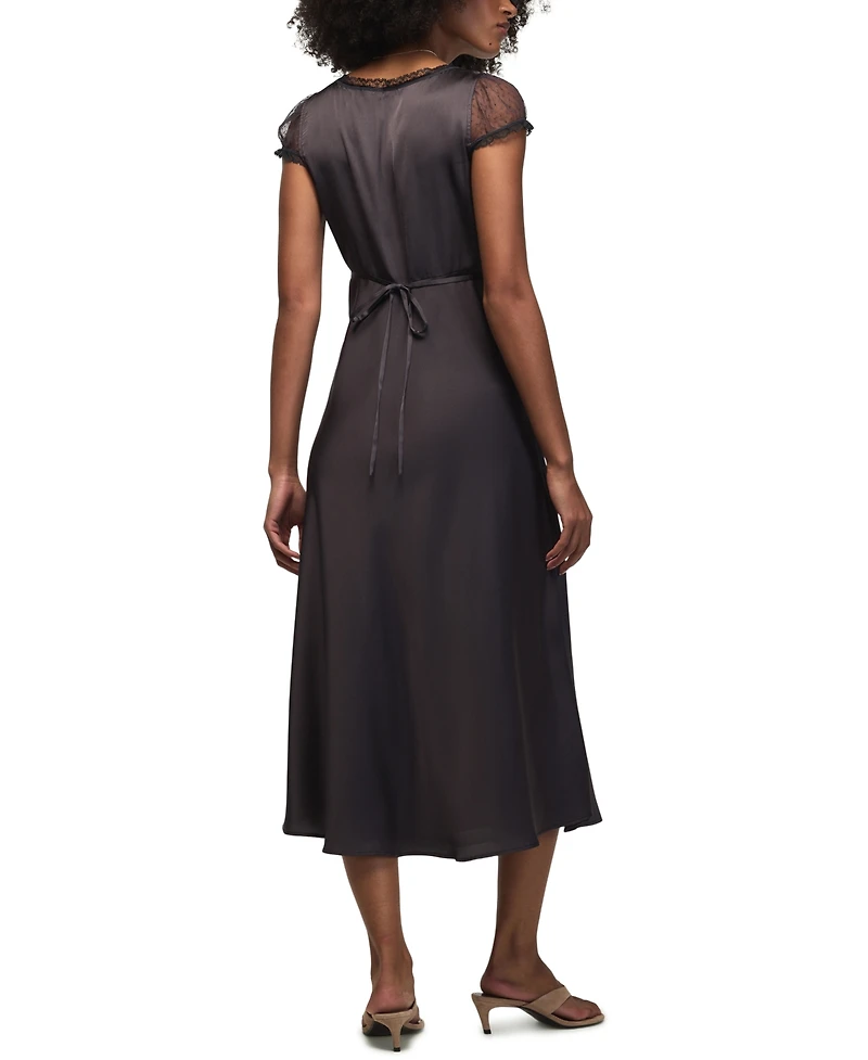 Lucky Brand Women's Simone Lace V-Neck Short-Sleeve Maxi Dress