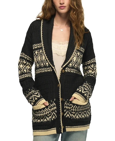 Lucky Brand Women's Shawl-Collar Fair Isle Cardigan