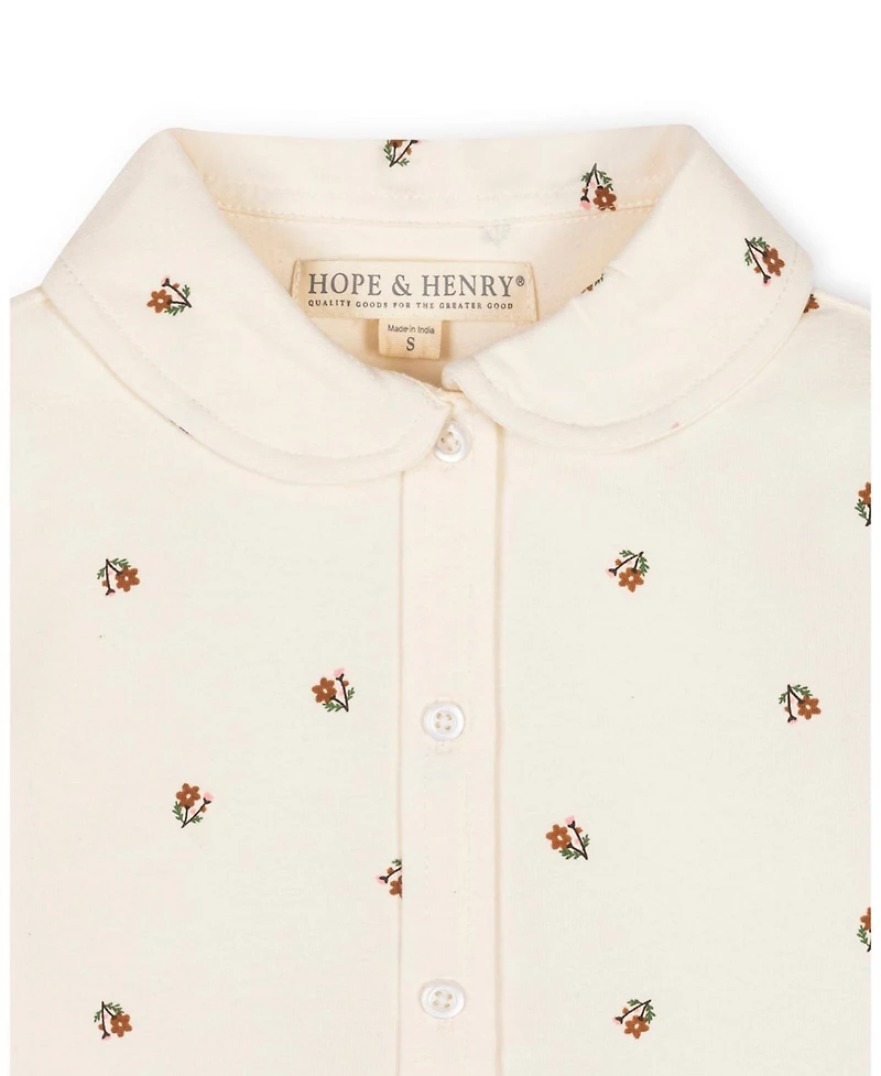 Hope & Henry Little and Big Girls' Xxs - L Organic Peter Pan Collar Knit Top