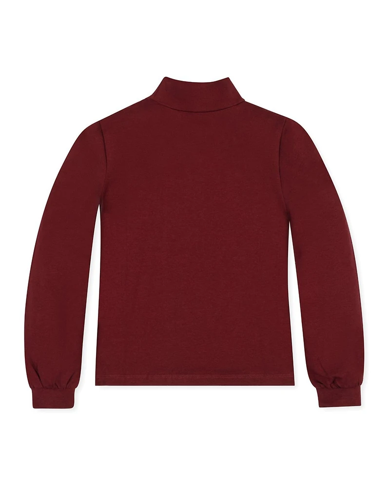 Hope & Henry Little and Big Girls' Xxs- Xl Organic Mock Neck Balloon Sleeve Knit Top