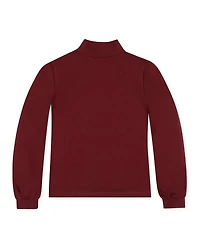 Hope & Henry Little and Big Girls' Xxs- Xl Organic Mock Neck Balloon Sleeve Knit Top