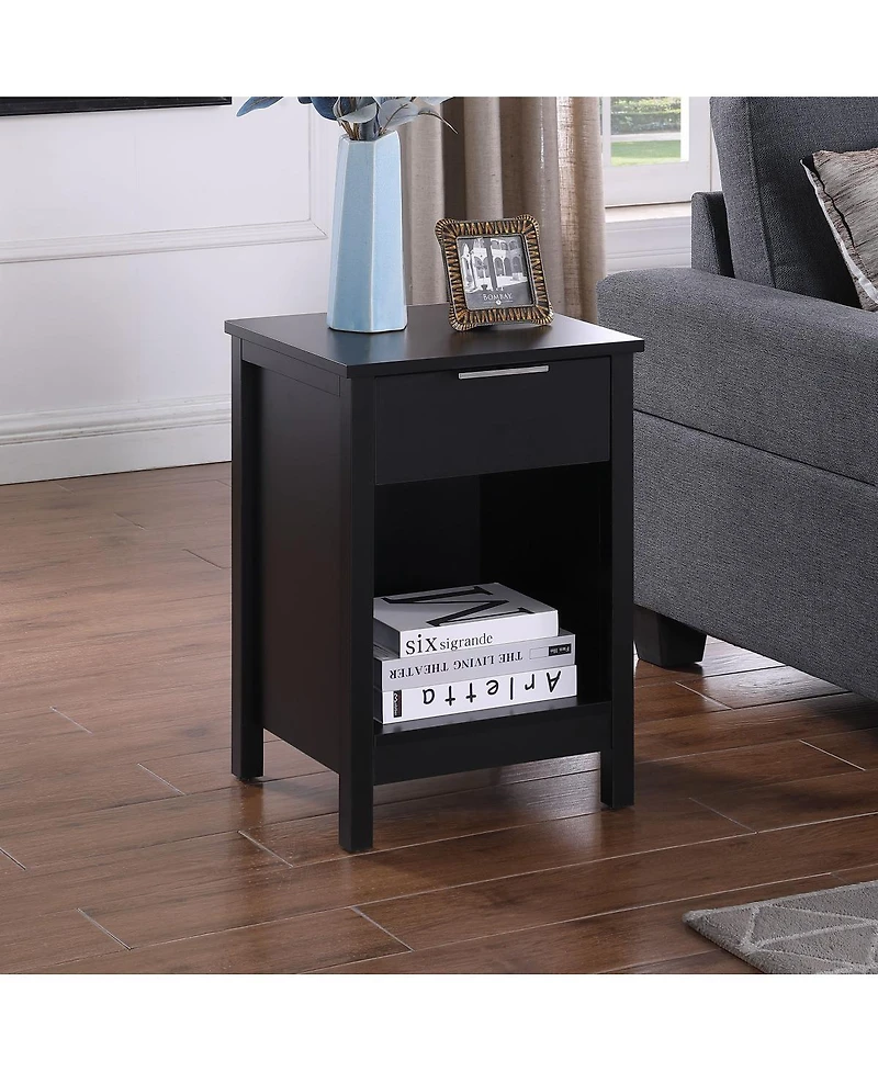 Streamdale Furniture Retro 3-Tier Nightstand with Drawer and Shelf