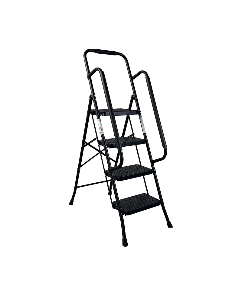 Streamdale Furniture 4-Step Folding Steel Ladder with Handrail and Anti-Slip Pedals