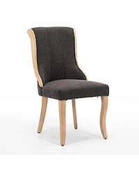 Flynama Set of 2 Snow Velvet Mid-Century Dining Chairs, Curved Solid Wood Trim and Sculpted Leg Accent Chairs