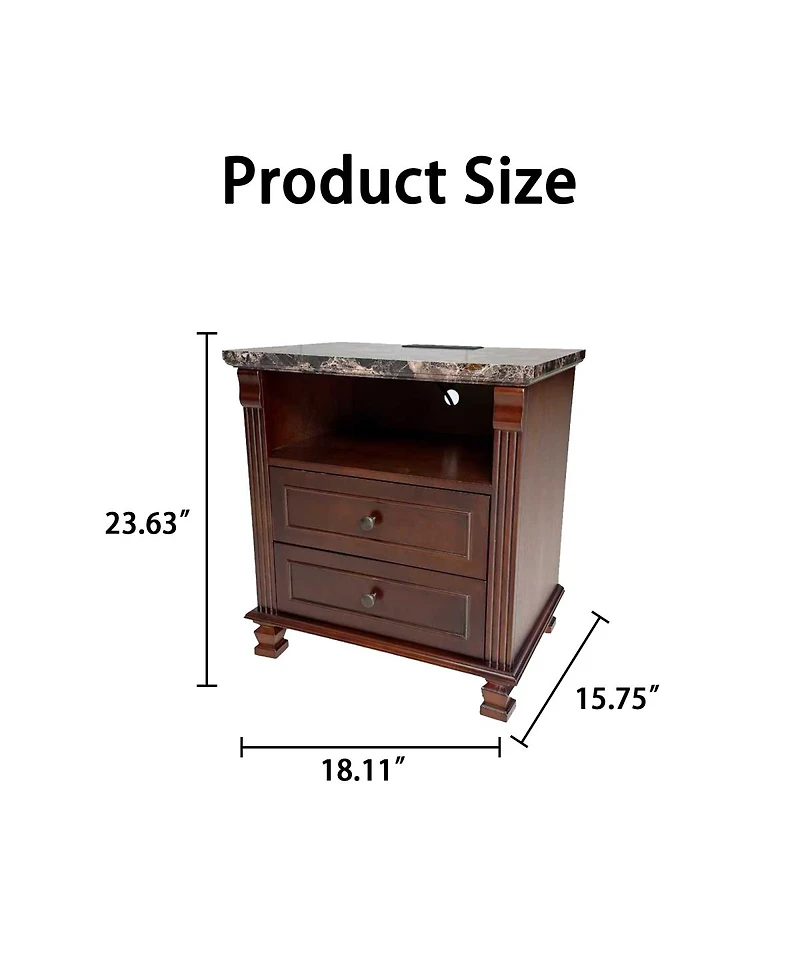 Streamdale Furniture Tall Modern Nightstand with Charging Station and Storage