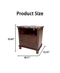 Streamdale Furniture Tall Modern Nightstand with Charging Station and Storage