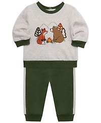 Little Me Baby Boy' Camp Friend's Active Crewneck Sweatshirt and Pants, 2-Piece Set
