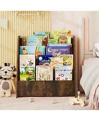 Slickblue 4 Tier Children Bookshelf for Bedroom Playroom and Nursery