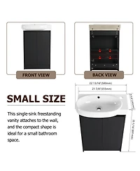 Sillysis 23" Freestanding Bathroom Vanity with Sink, Modern Soft Close Doors, Adjustable Storage Shelf for Small Spaces