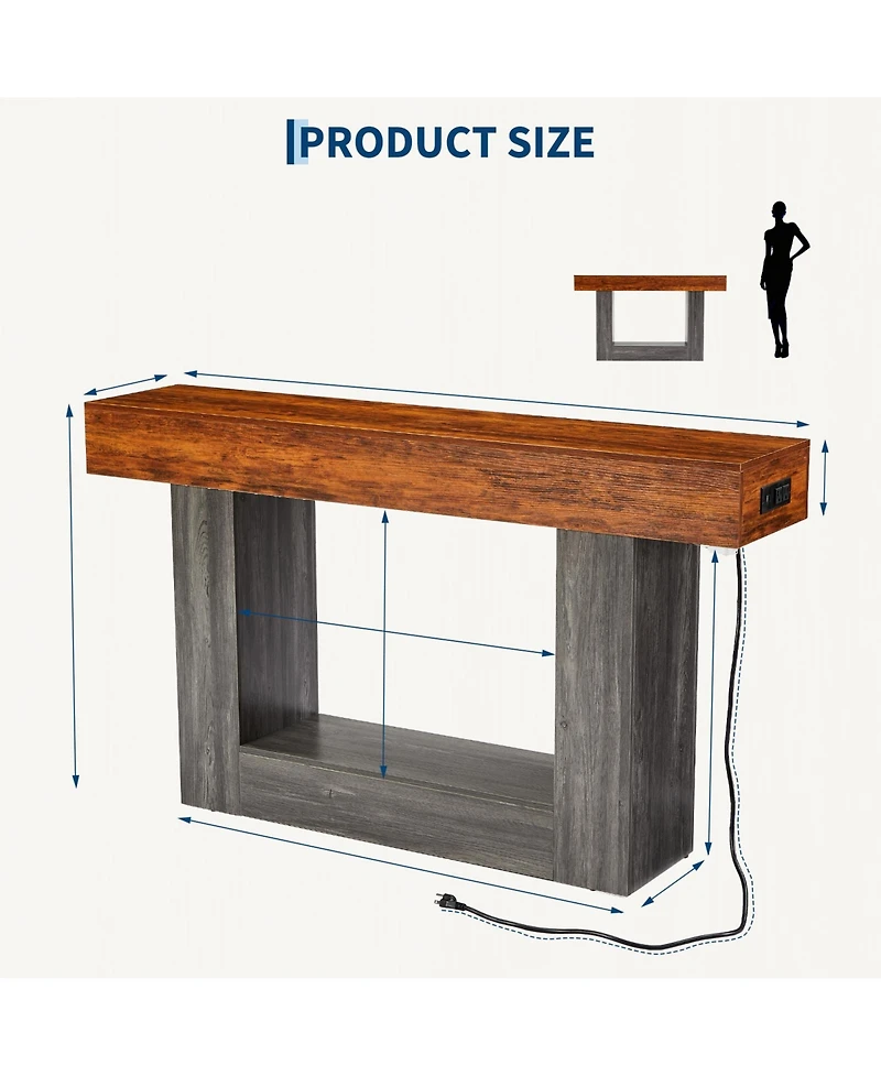 gaomon Console Table with Outlets and Led Lights