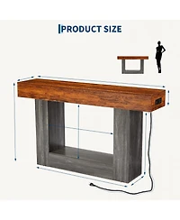 gaomon Console Table with Outlets and Led Lights