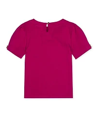 Hope & Henry Little and Big Girls' Xxs- L Organic Puff Sleeve Knit Top