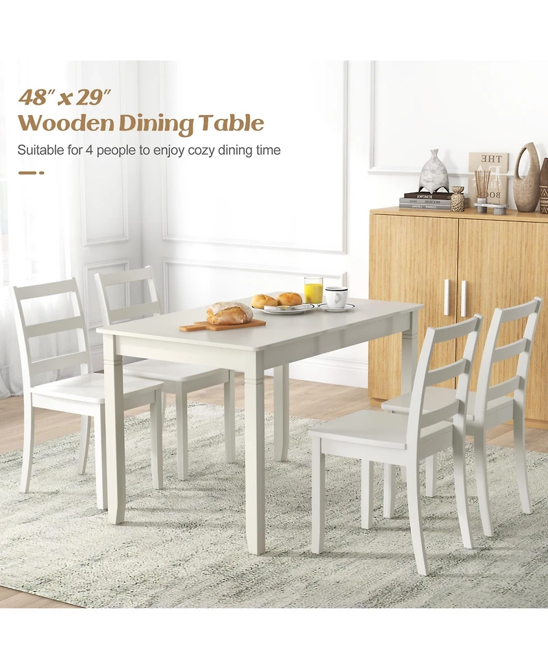 Mecale 48-Inch Rectangular Dining Table for 4 with Wood Legs