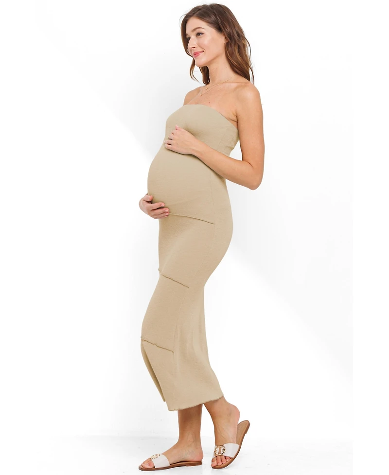 Hello Miz Maternity Strapless Ribbed Bodycon Midi Dress