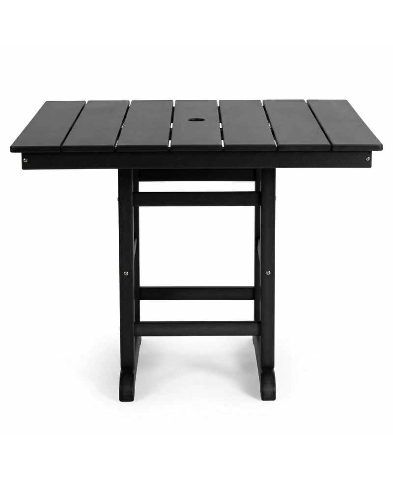 Boyel Living Hdpe Square Patio Dining Table 37.8 Inch All Weather Outdoor with Detachable 2-Panel Top