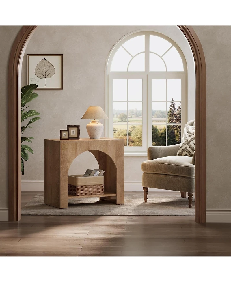 Tribesigns Farmhouse End Table with Pedestal Base