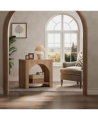 Tribesigns Farmhouse End Table with Pedestal Base