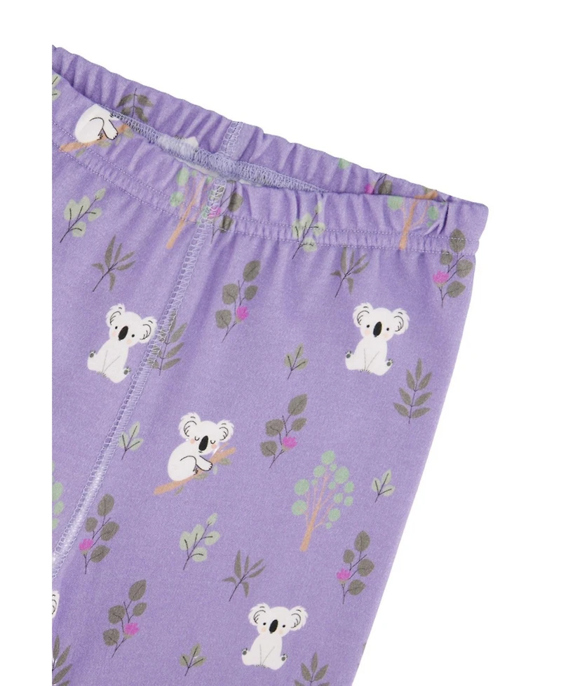 Deux par Deux Little and Big Girl Cotton Two Piece Pajama Set Purple Koala Print