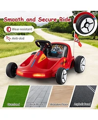 Hongge 12V Electric Kids Go-Kart with Parent Remote Control and Led Lights, 66 lb. Capacity, Ages 3+