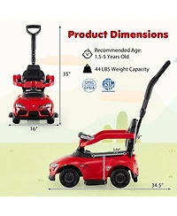 Hongge 3-in-1 Licensed Toddler Push Car with Parent Handle and Ride-On Modes, Ages 1.5-5
